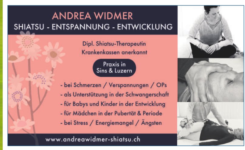 Andrea Widmer, Luzern - Shiatsu-Entspannung-Entwicklung