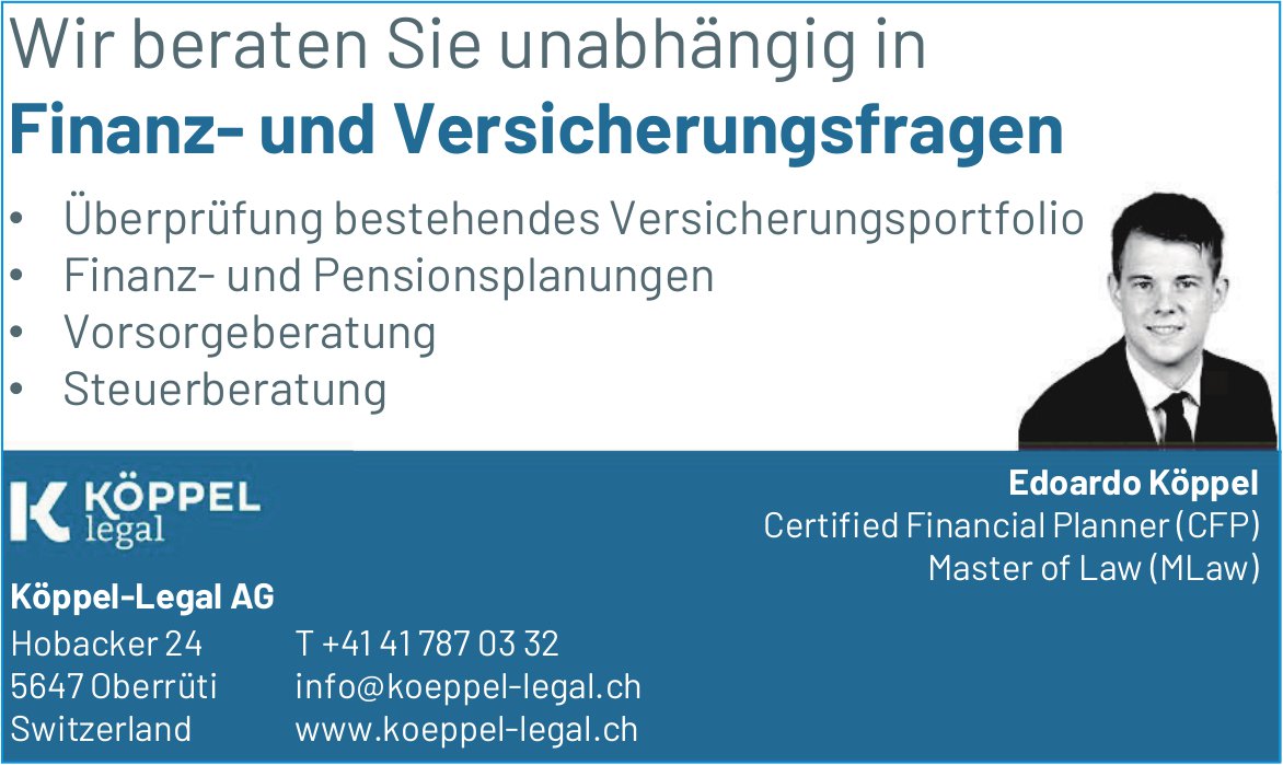 Köppel-Legal AG, Oberrüti - Finanz- und Versicherungsfragen