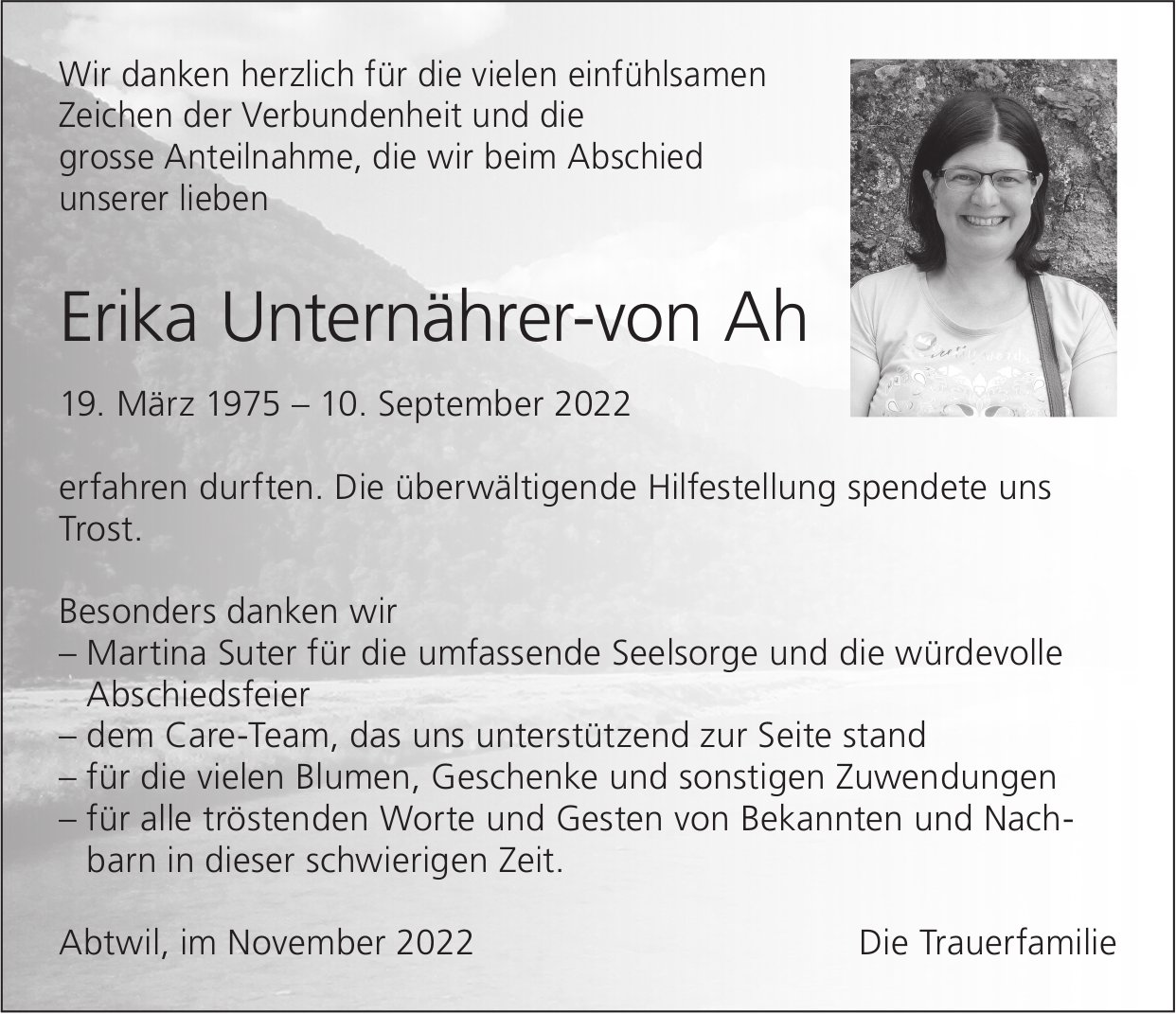 Ah Erika Unternährer-von, im November 2022 / DS