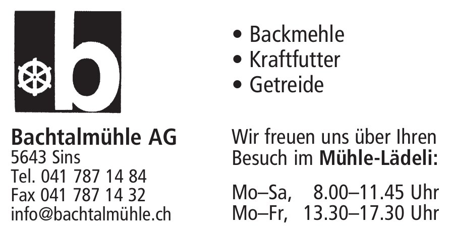 Bachtalmühle AG, Sins
