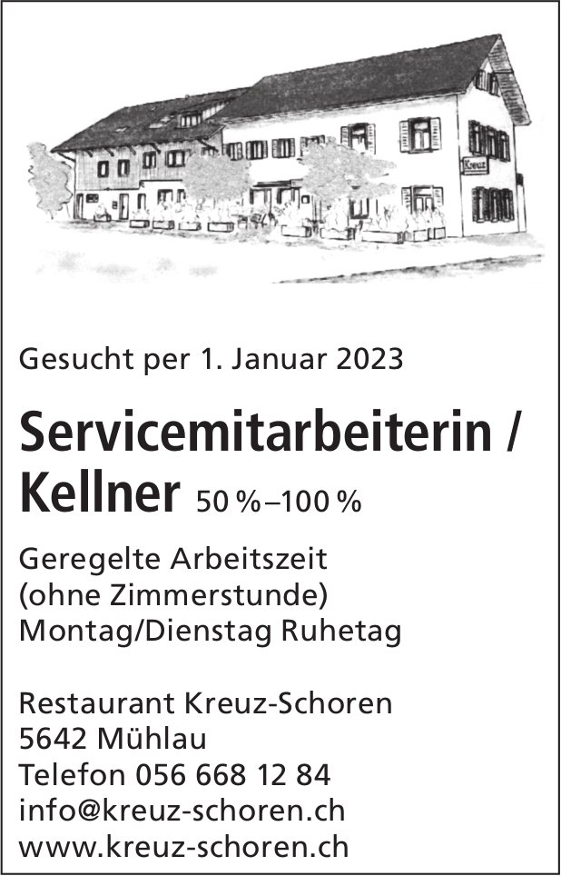 Servicemitarbeiterin / Kellner, Kreuz Schoren, Mühlau, gesucht