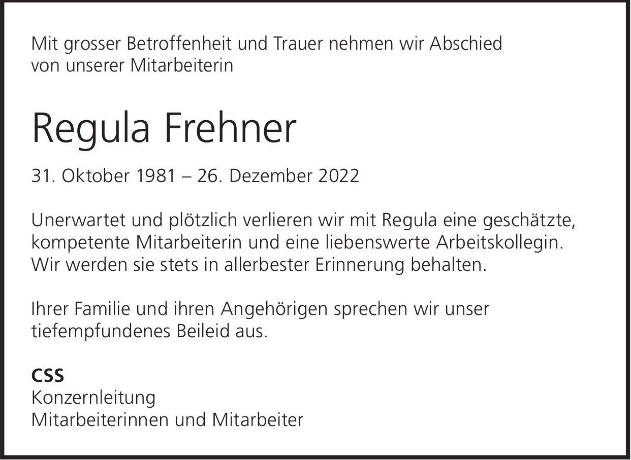 Frehner Regula, Dezember 2022 / TA