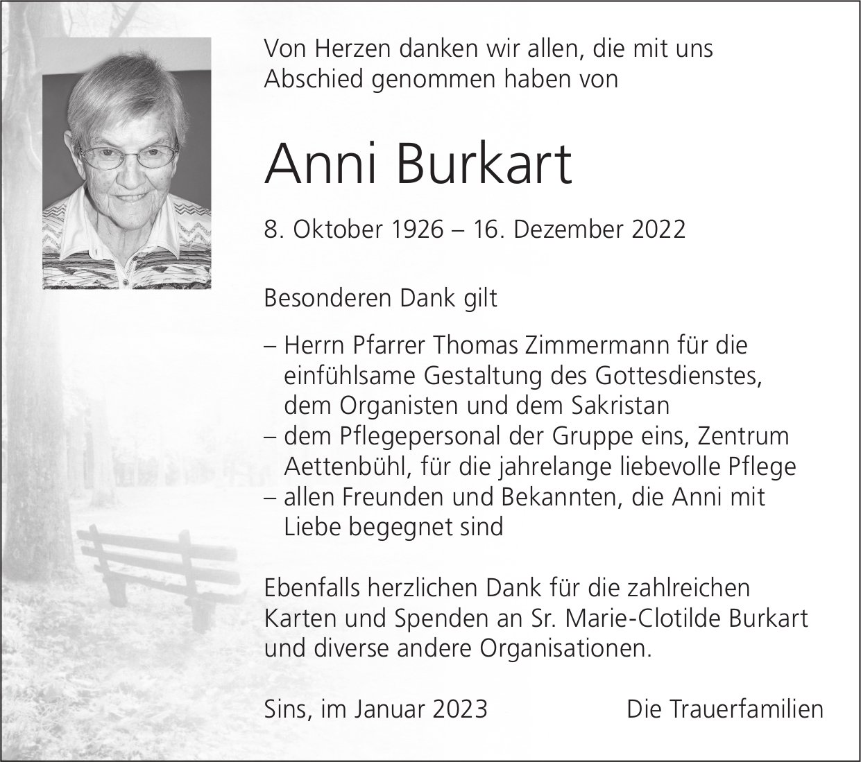 Burkart Anni, im Januar 2023 / DS