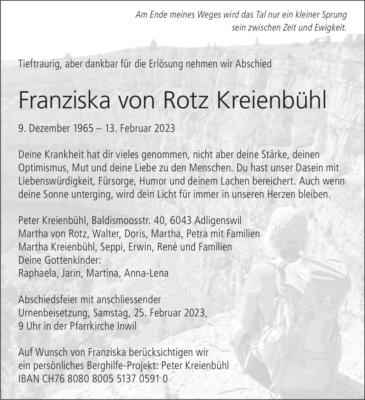 Von Rotz Kreienbühl Franziska, Februar 2023 / TA