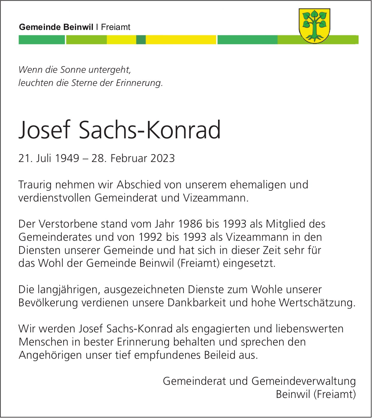 Sachs-Konrad Josef, Februar 2023 / TA