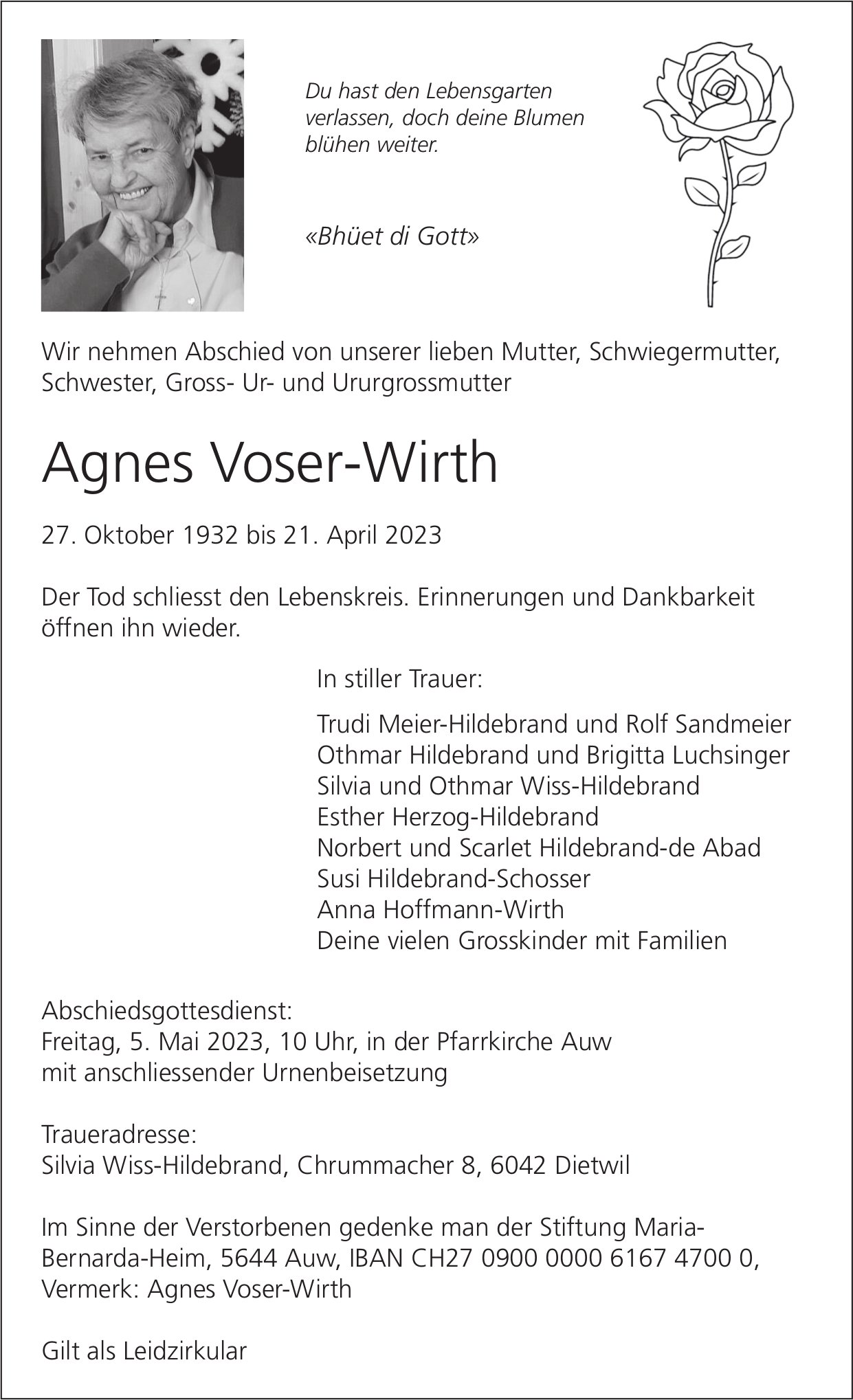 Voser-Wirth Agnes, April 2023 / TA