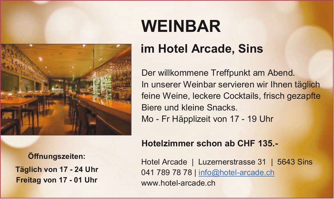 Hotel Arcade, Sins - Weinbar