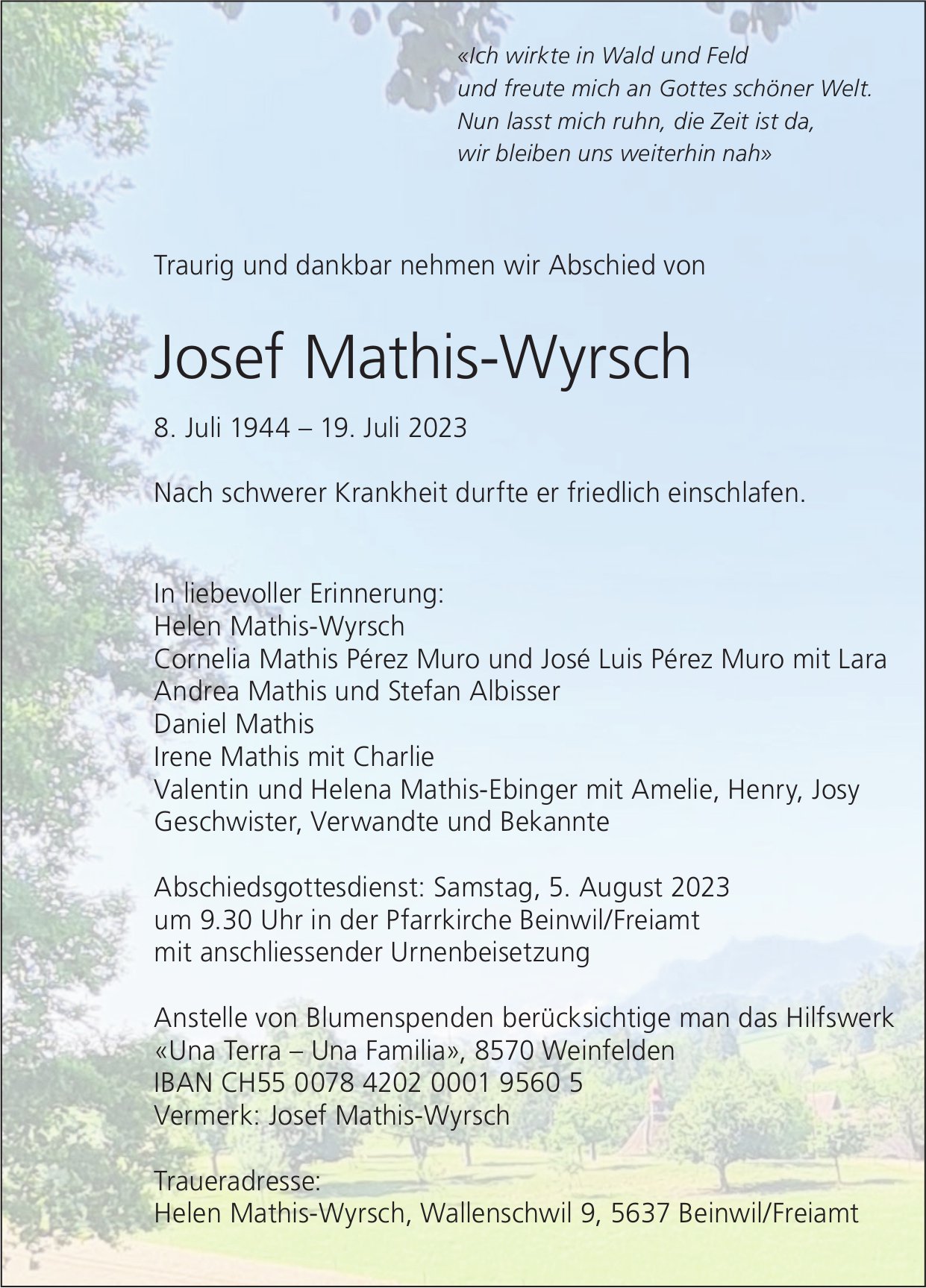 Mathis-Wyrsch Josef, Juli 2023 / TA