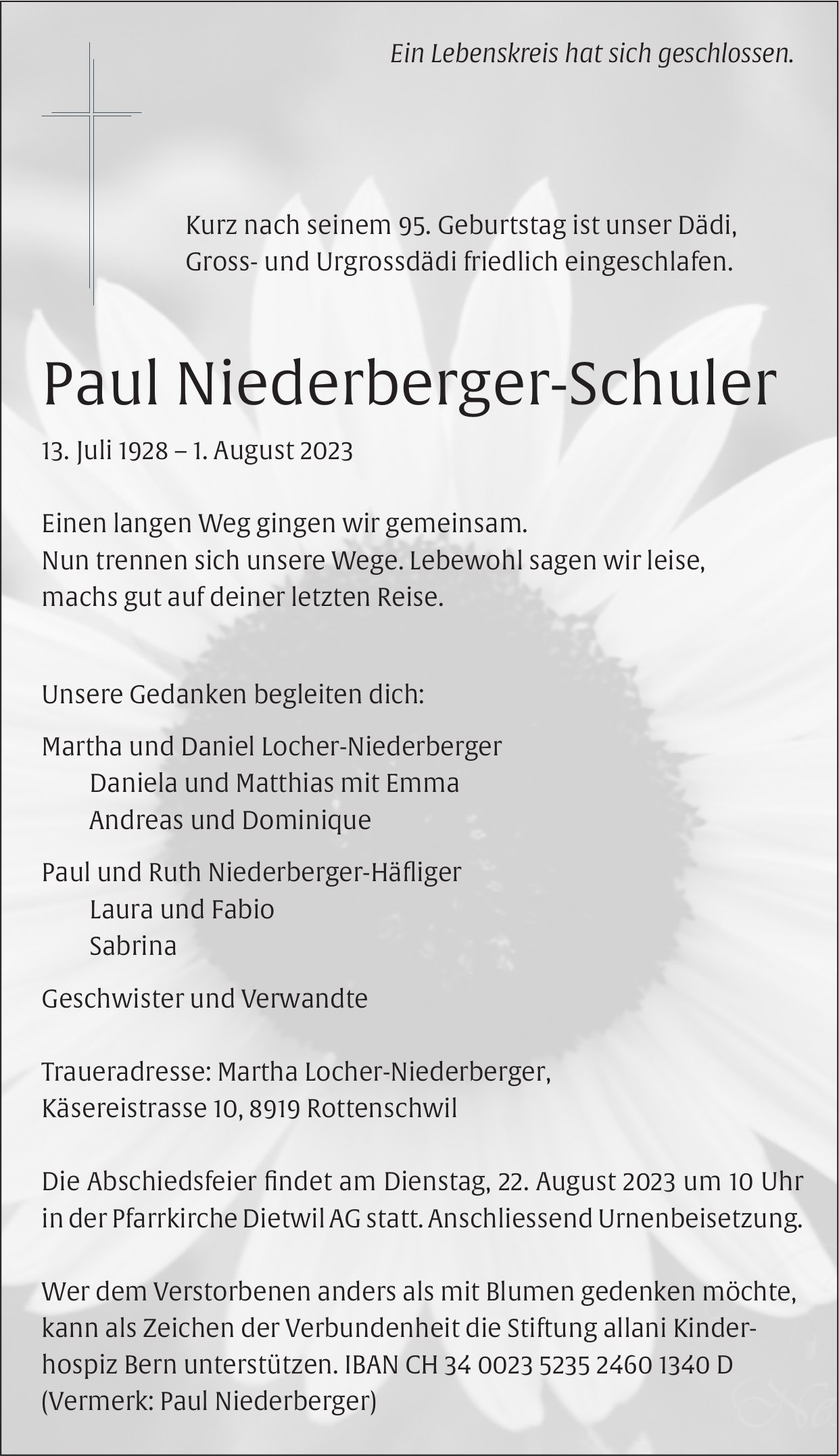 Niederberger-Schuler Paul, August 2023 / TA