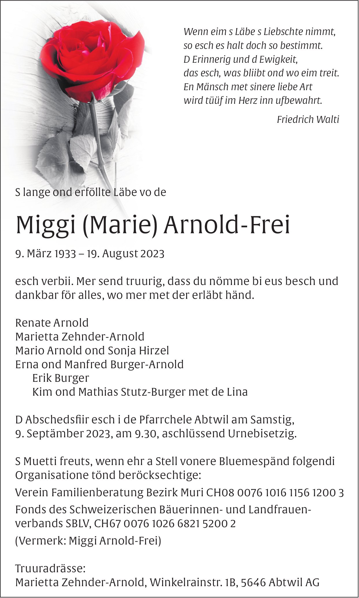 Arnold-Frei Miggi (Marie), August 2023 / TA