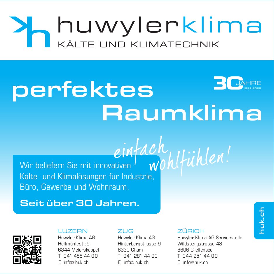Huwyler Klima AG, Meierskappel - Perfektes Raumklima