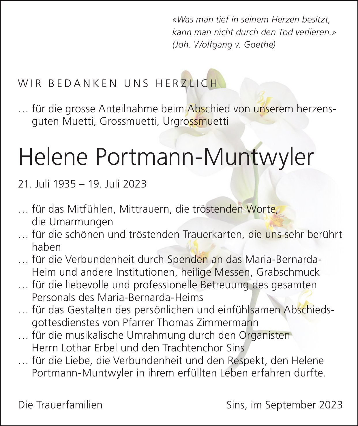 Portmann-­Muntwyler Helene, im September 2023 / DS