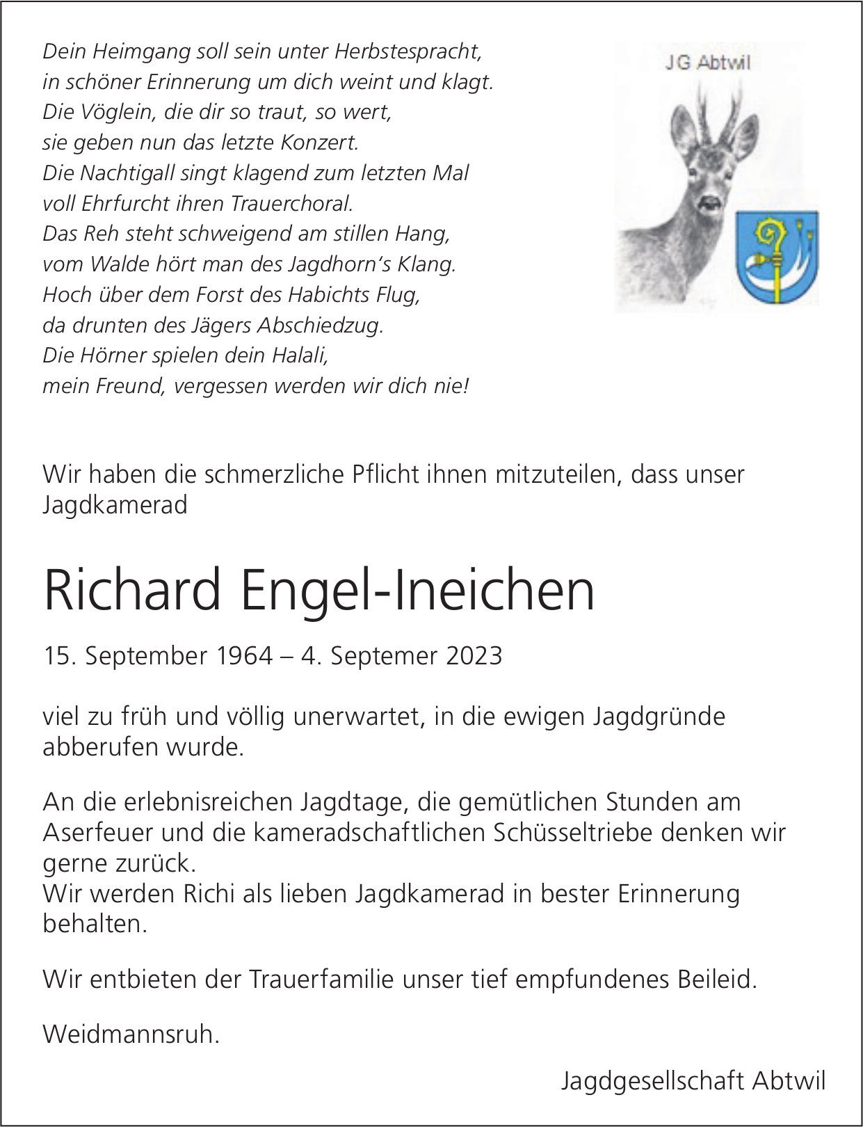 Engel­-Ineichen Richard, September 2023 / TA