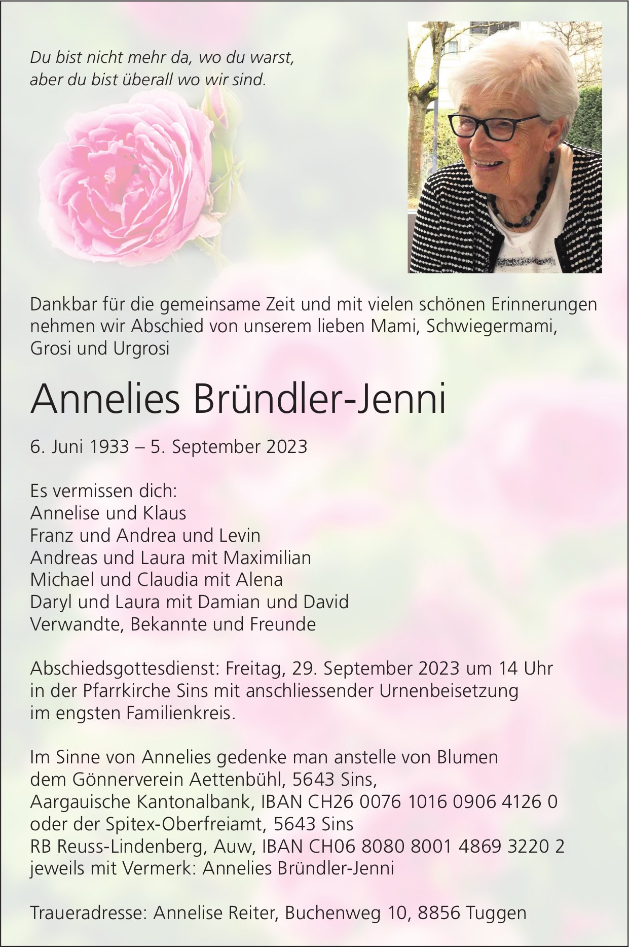 Bründler-Jenni Annelies, September 2023 / TA