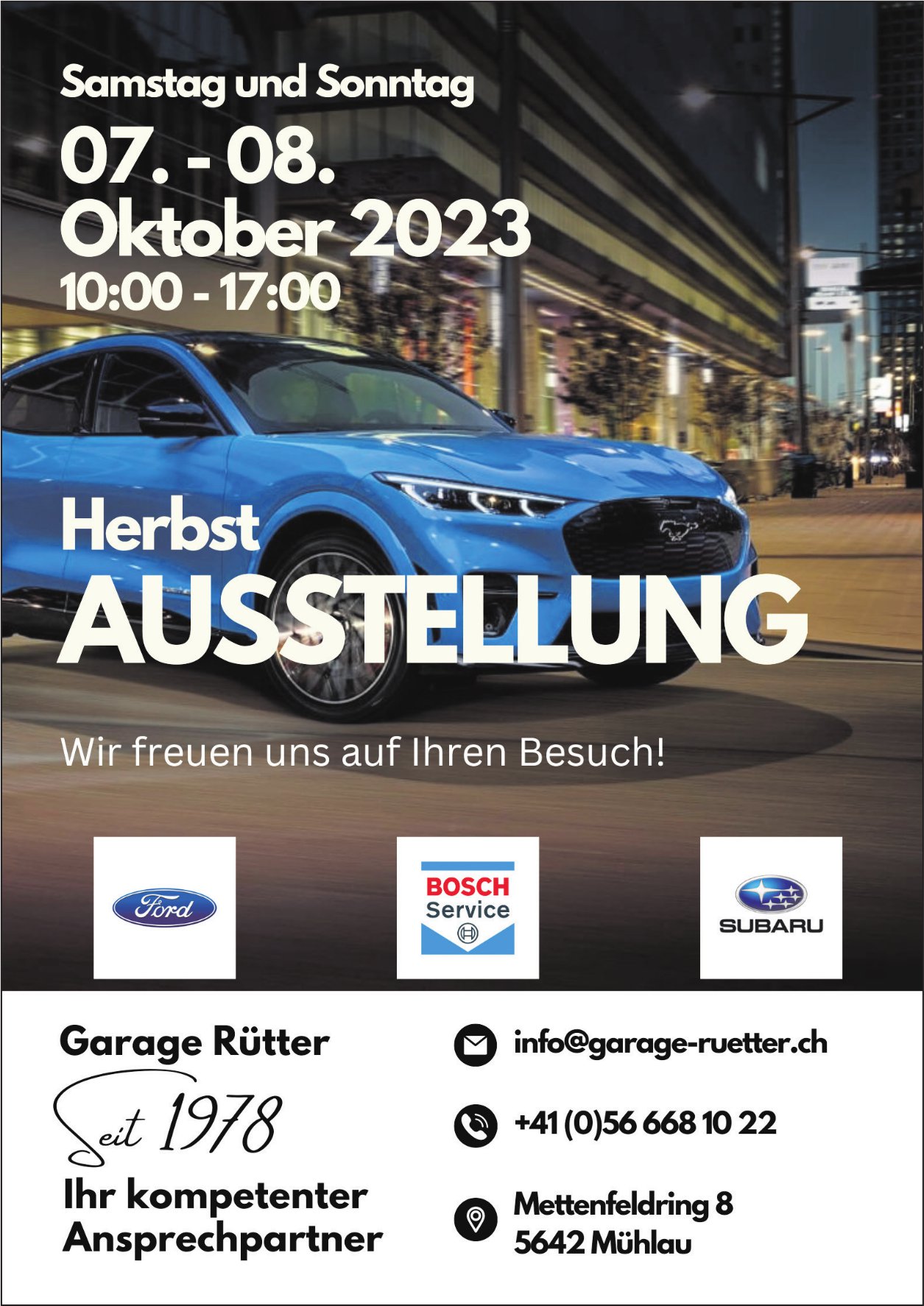 Herbstausstellung, 7. und 8. Oktober, Garage Rütter, Mühlau