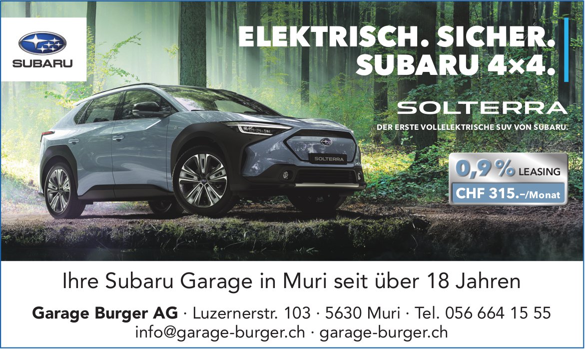 Garage Burger AG, Muri - Ihre Subaru Garage in Muri seit über 18 Jahren