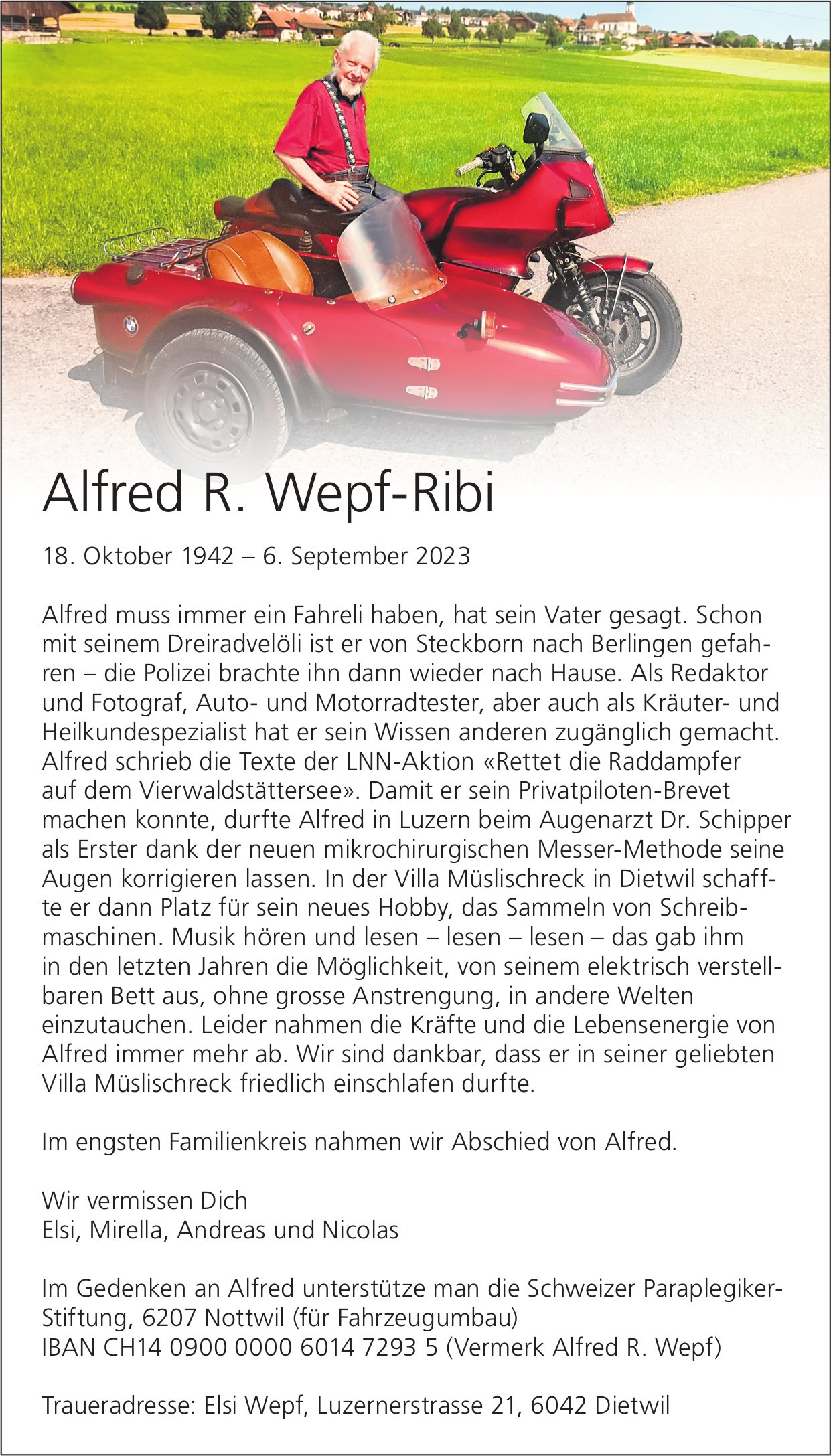 Wepf-Ribi Alfred R., September 2023 / TA