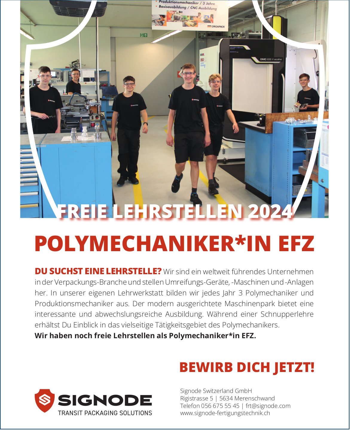 Signode Switzerland GmbH, Merenschwand - Freie Lehrstellen als Polymechaniker*in EFZ