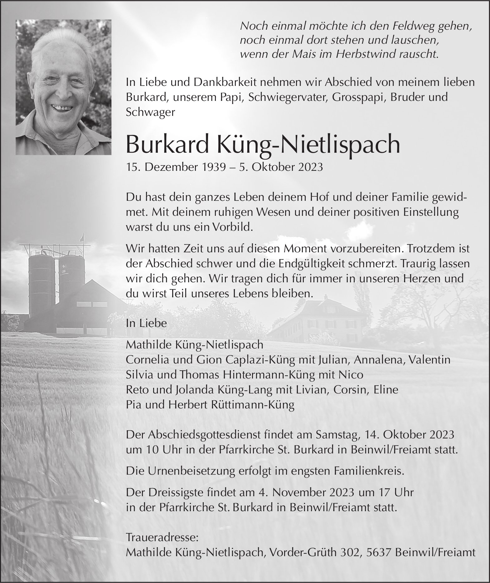 Burkard Küng-Nietlispach, Oktober 2023 / TA