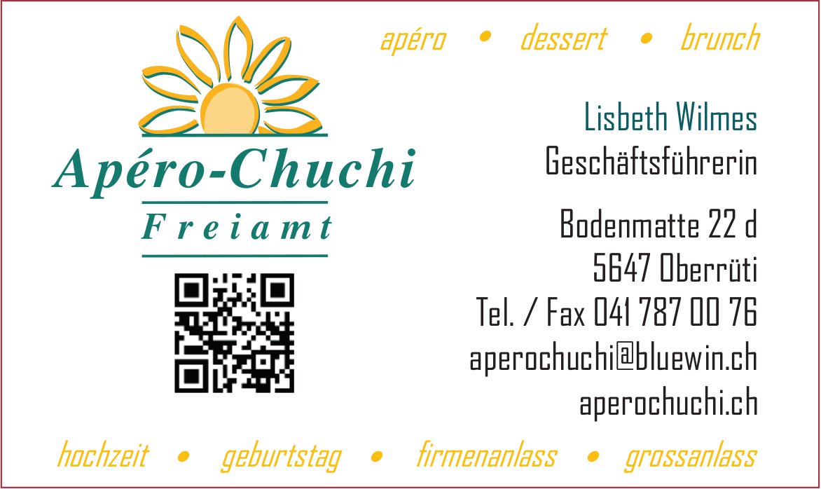 Apero-Chuchi, Oberrüti - Apéro, Dessert,  Brunch,  Hochzeit,  Geburtstag,  Firmenanlass,  Grossanlass