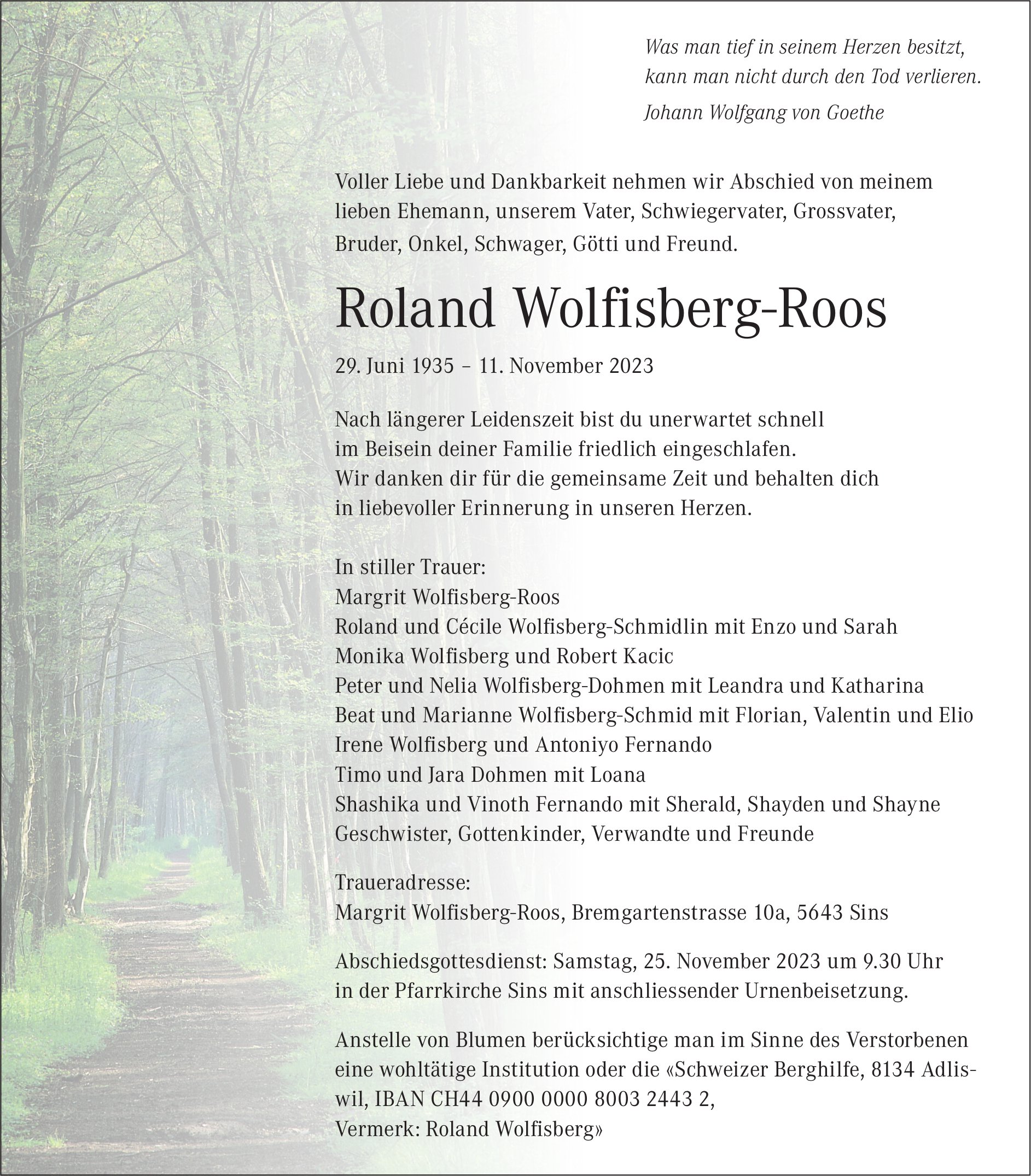 Wolfisberg-Roos Roland, November 2023 / TA