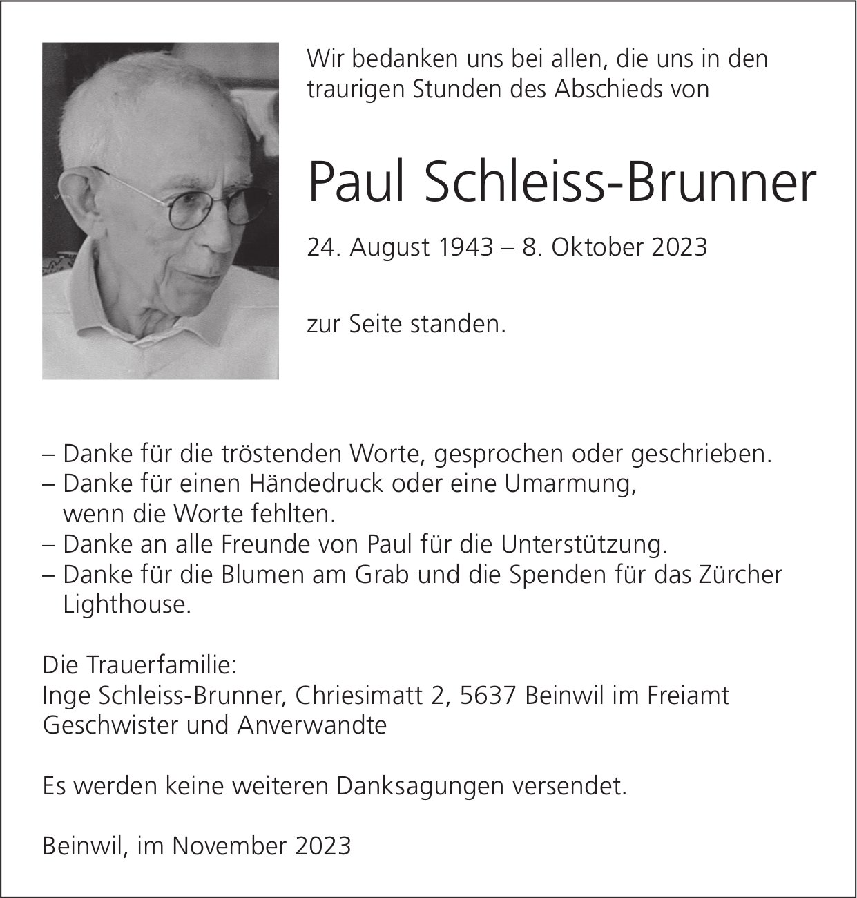 Schleiss-Brunner Paul, im November 2023 / DS