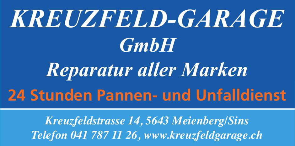 Kreuzfeld-Garage GmbH, Meienberg - 24 Stunden Pannen- und Unfalldienst