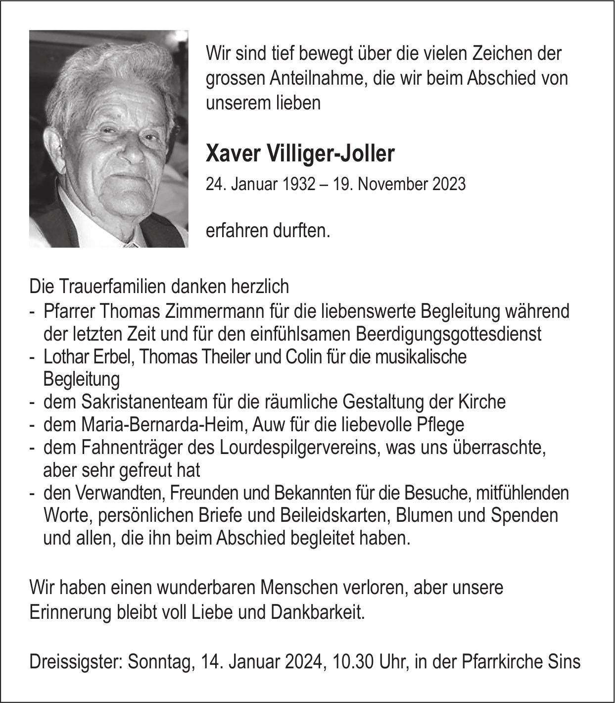 Villiger-Joller Xaver, im Januar 2024 / DS