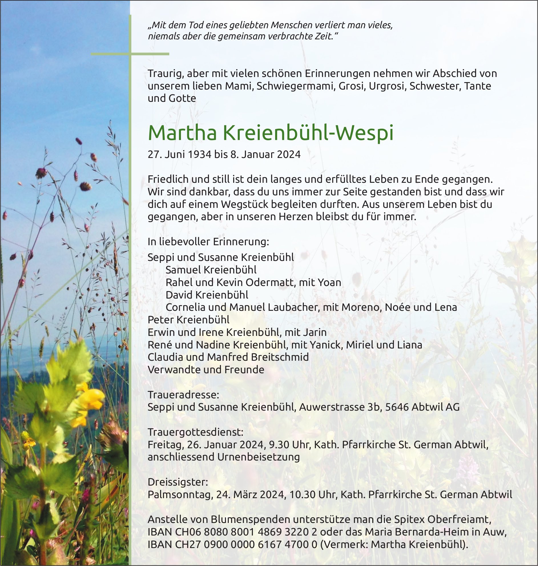 Kreienbühl-Wespi Martha, Januar 2024 / TA