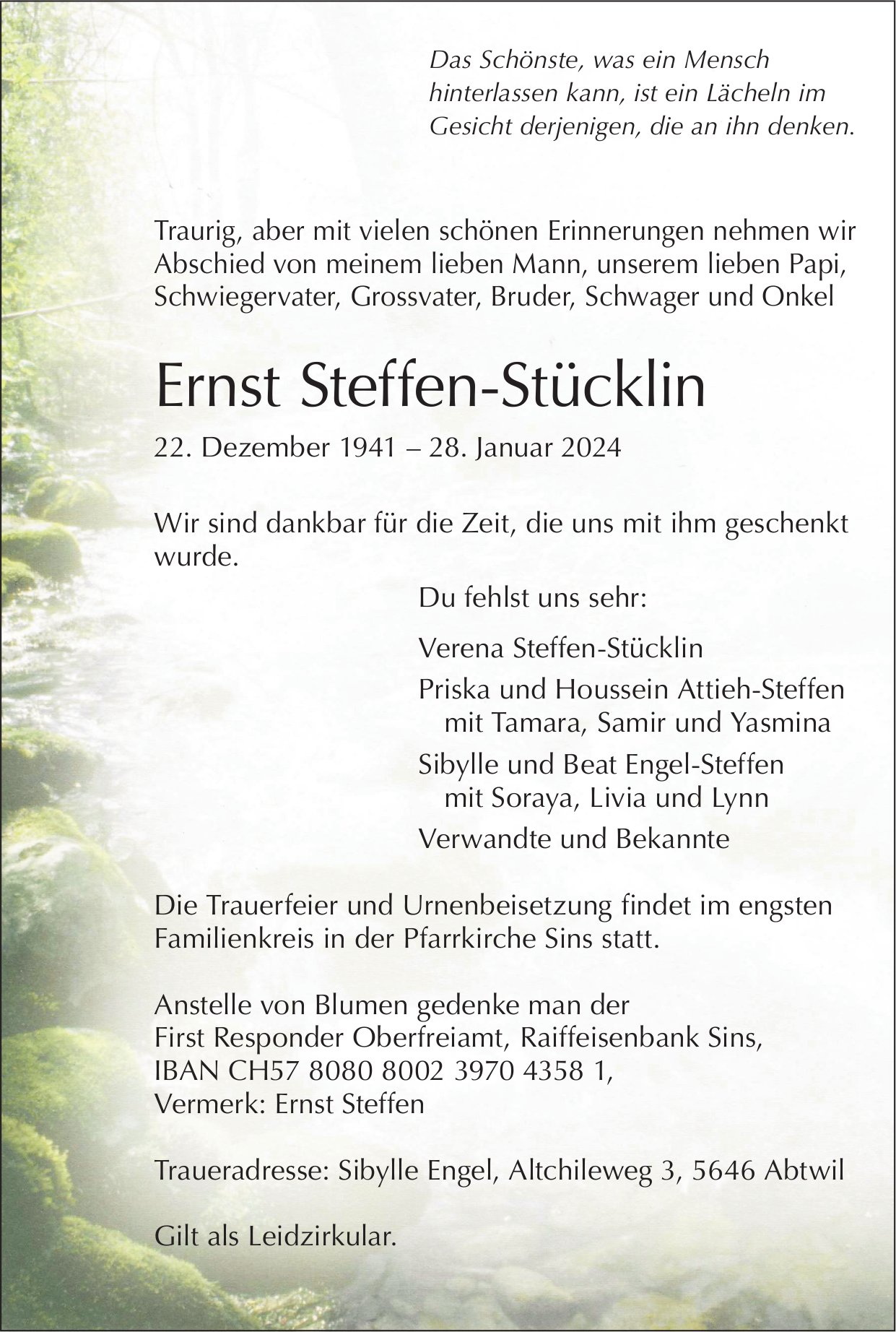 Steffen-Stücklin Ernst, Januar 2024 / TA