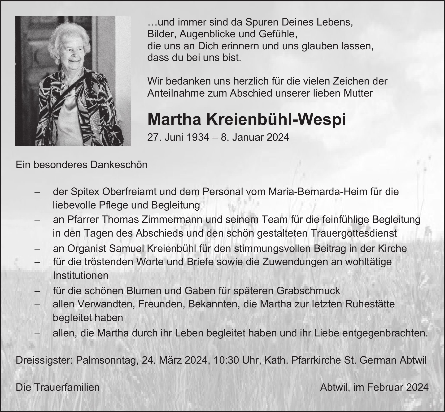 Kreienbühl-Wespi Martha, im März 2024 / DS
