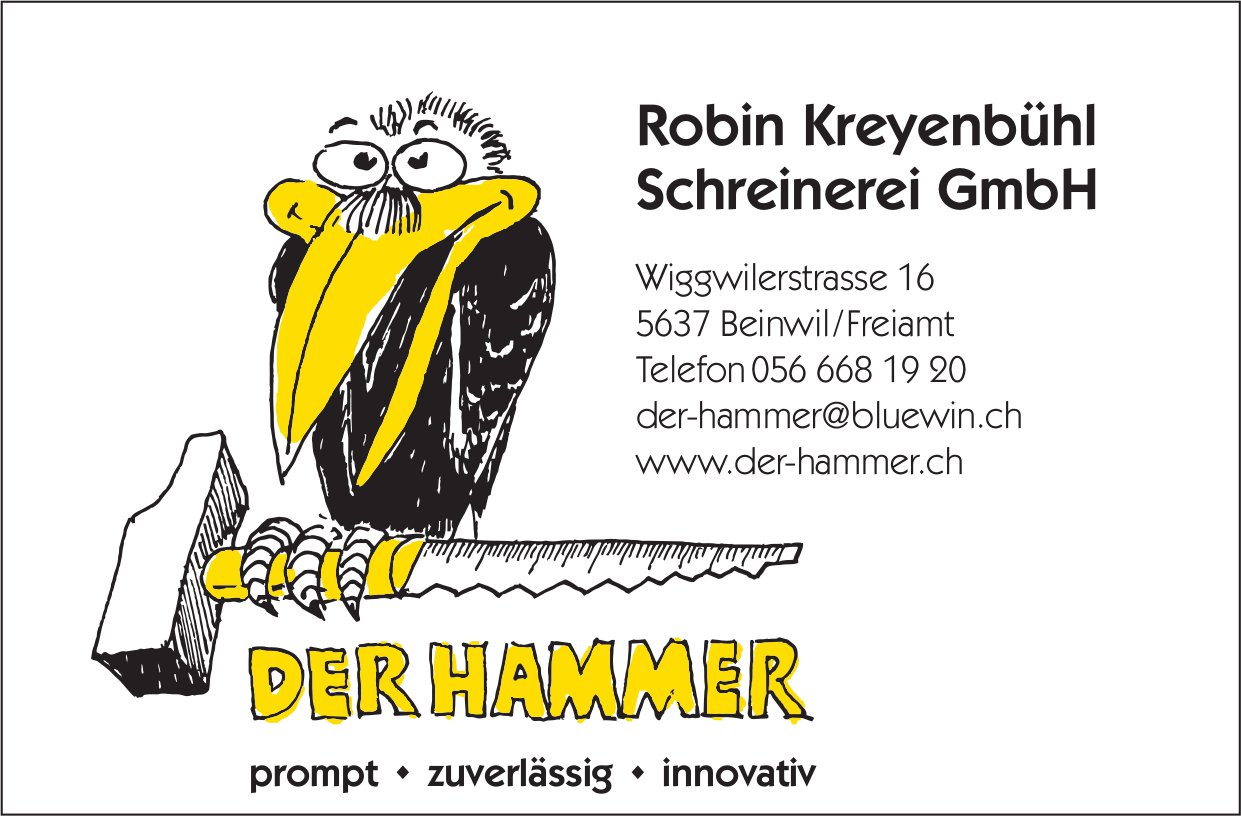 Robin Kreyenbühl Schreinerei GmbH, Beinwil - promt, zuverlässig,  innovativ