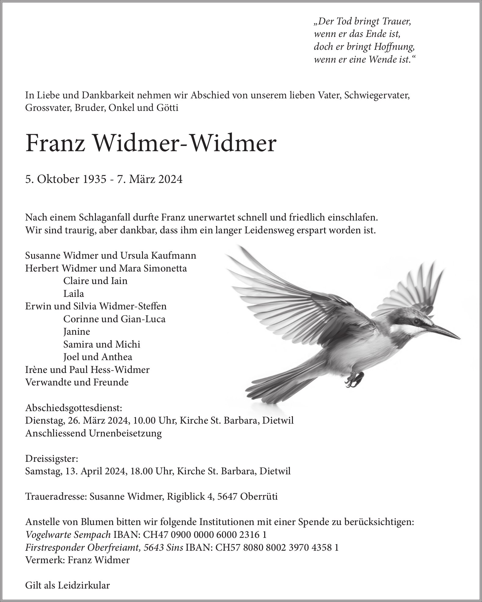 Widmer-Widmer Franz, März 2024 / TA