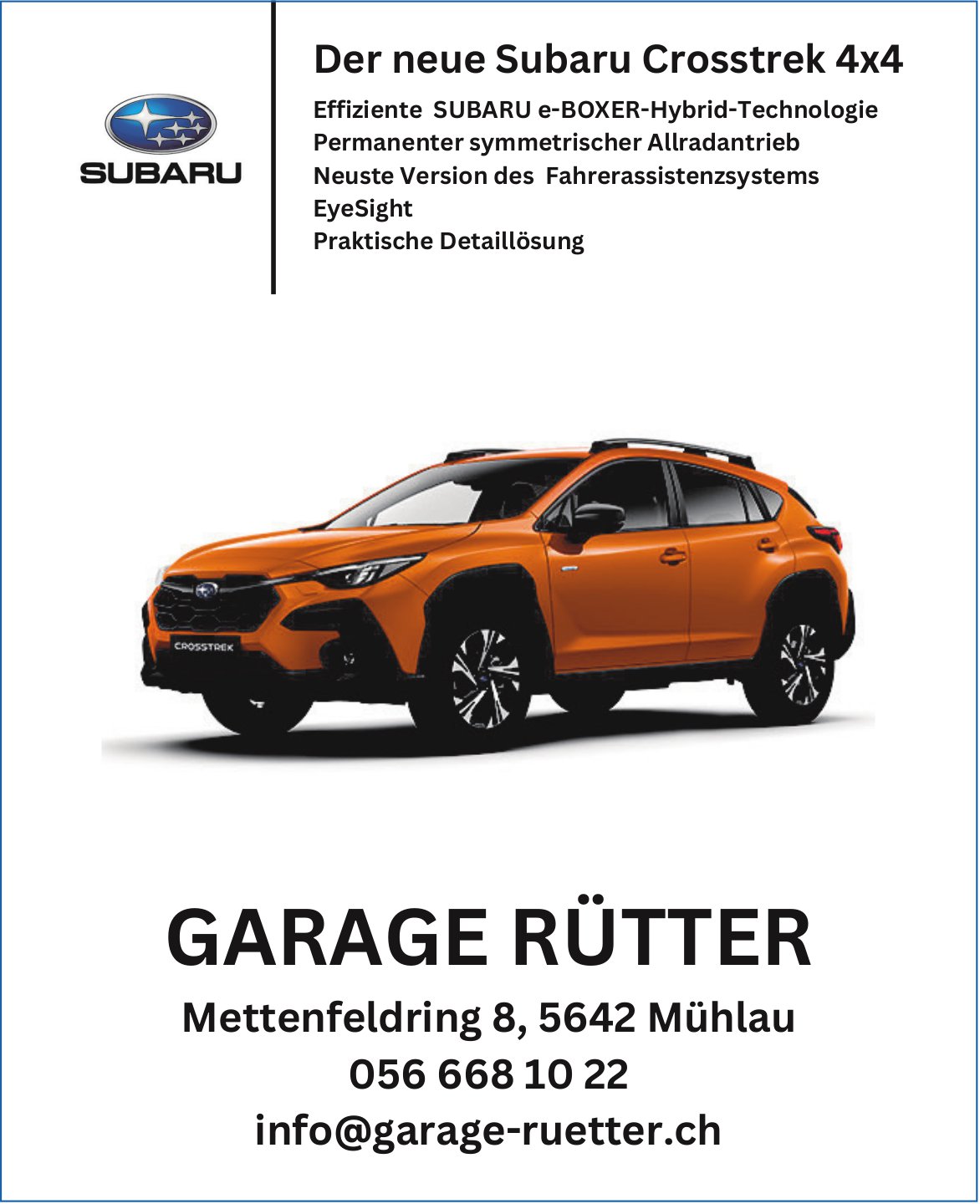 Garage Rütter, Mühlau - Der neue Subaru Crosstrek 4x4