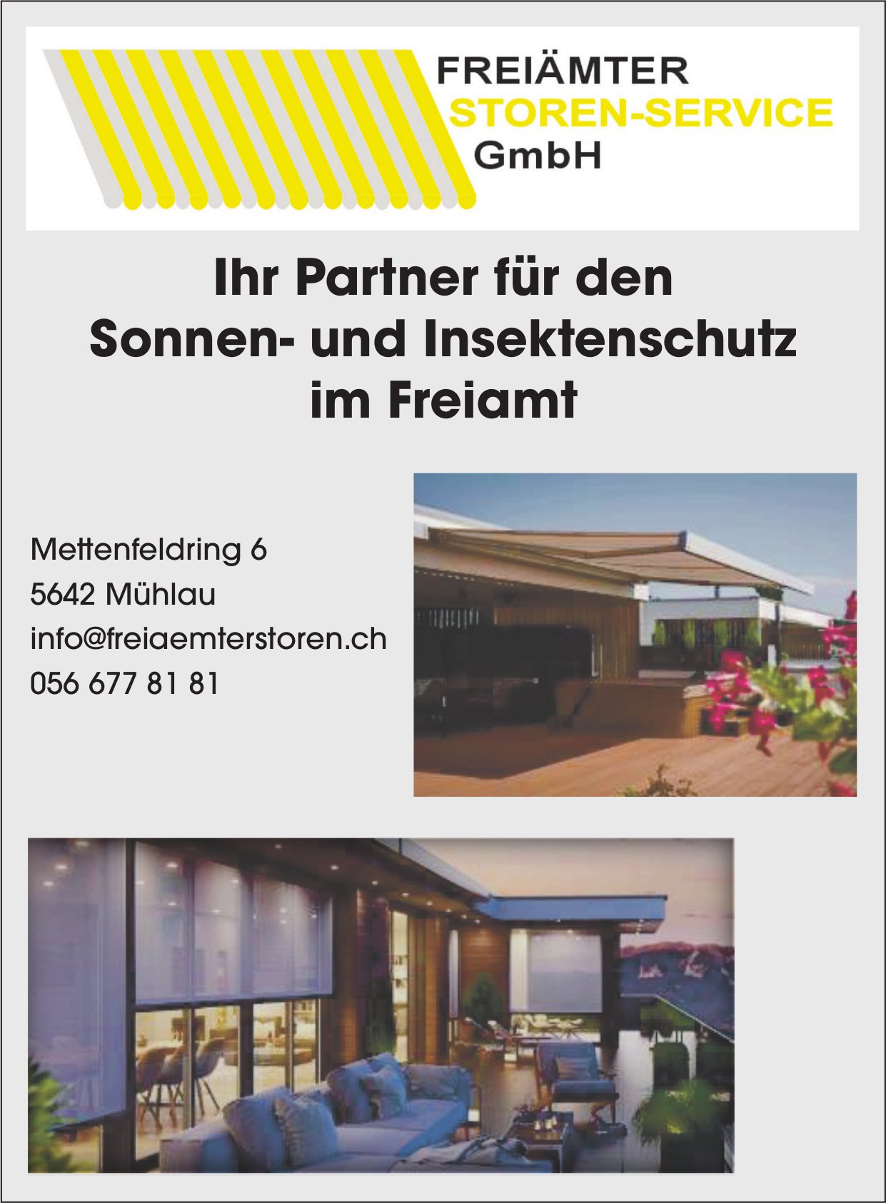 Freiämter Storen-Service GmbH, Mühlau - Sonnen- und Insektenschutz im Freiamt
