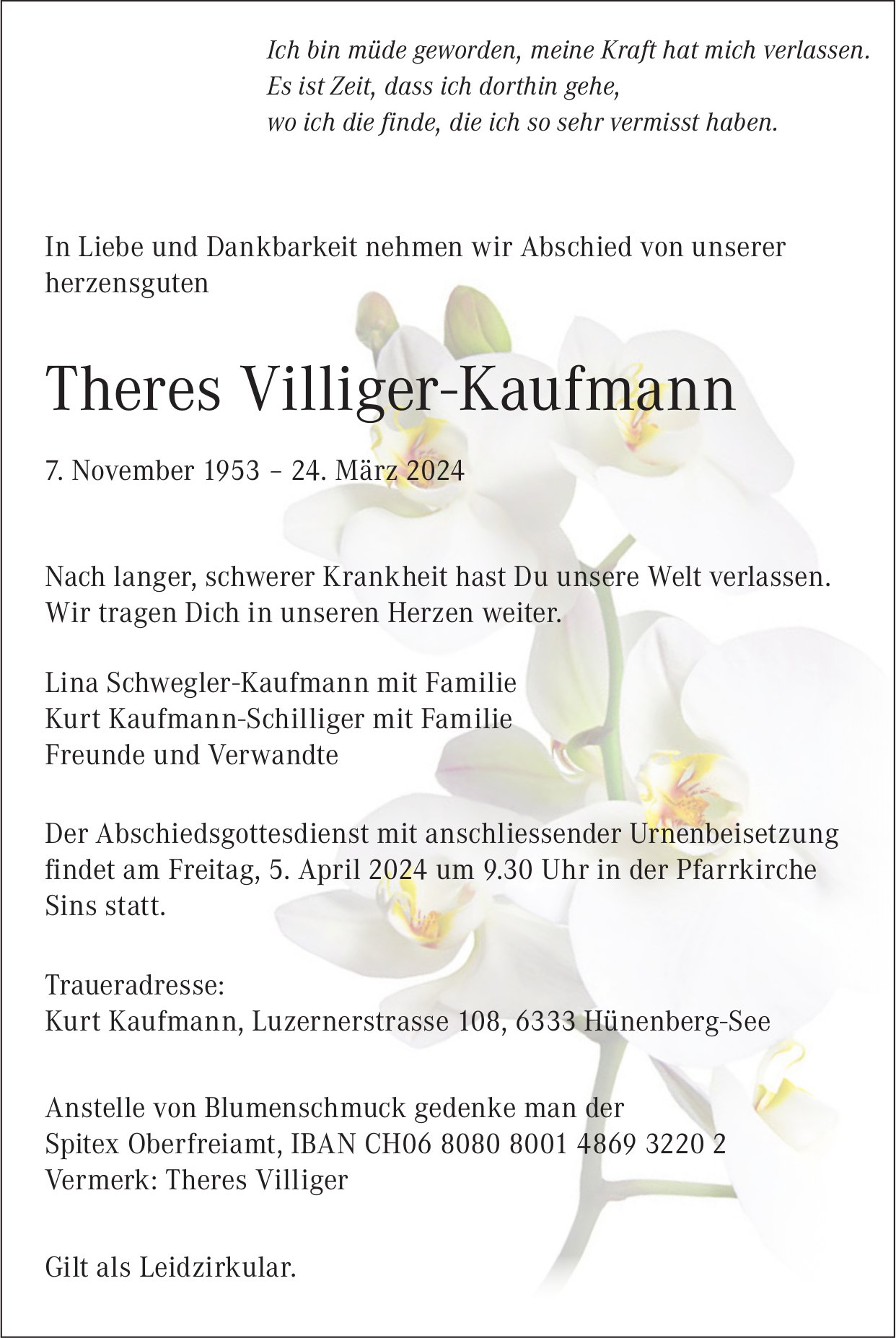 Villiger-Kaufmann Theres, März 2024 / TA