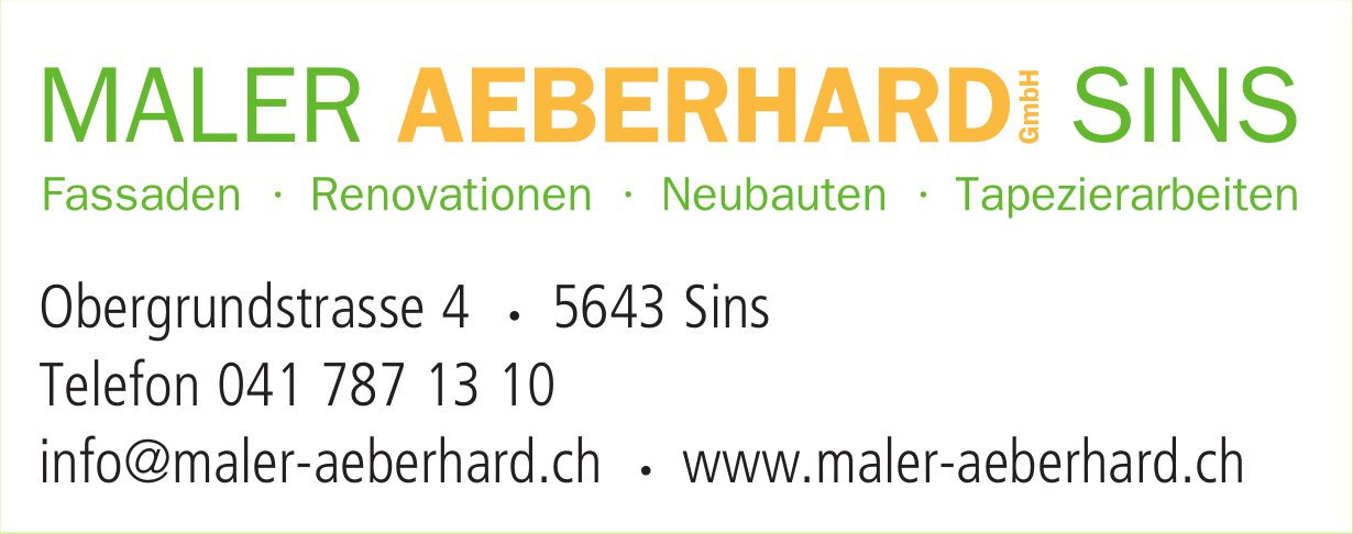 Maler Aeberhard GmbH, Sins - Fassaden, Renovationen,  Neubauten,  Tapezierarbeiten