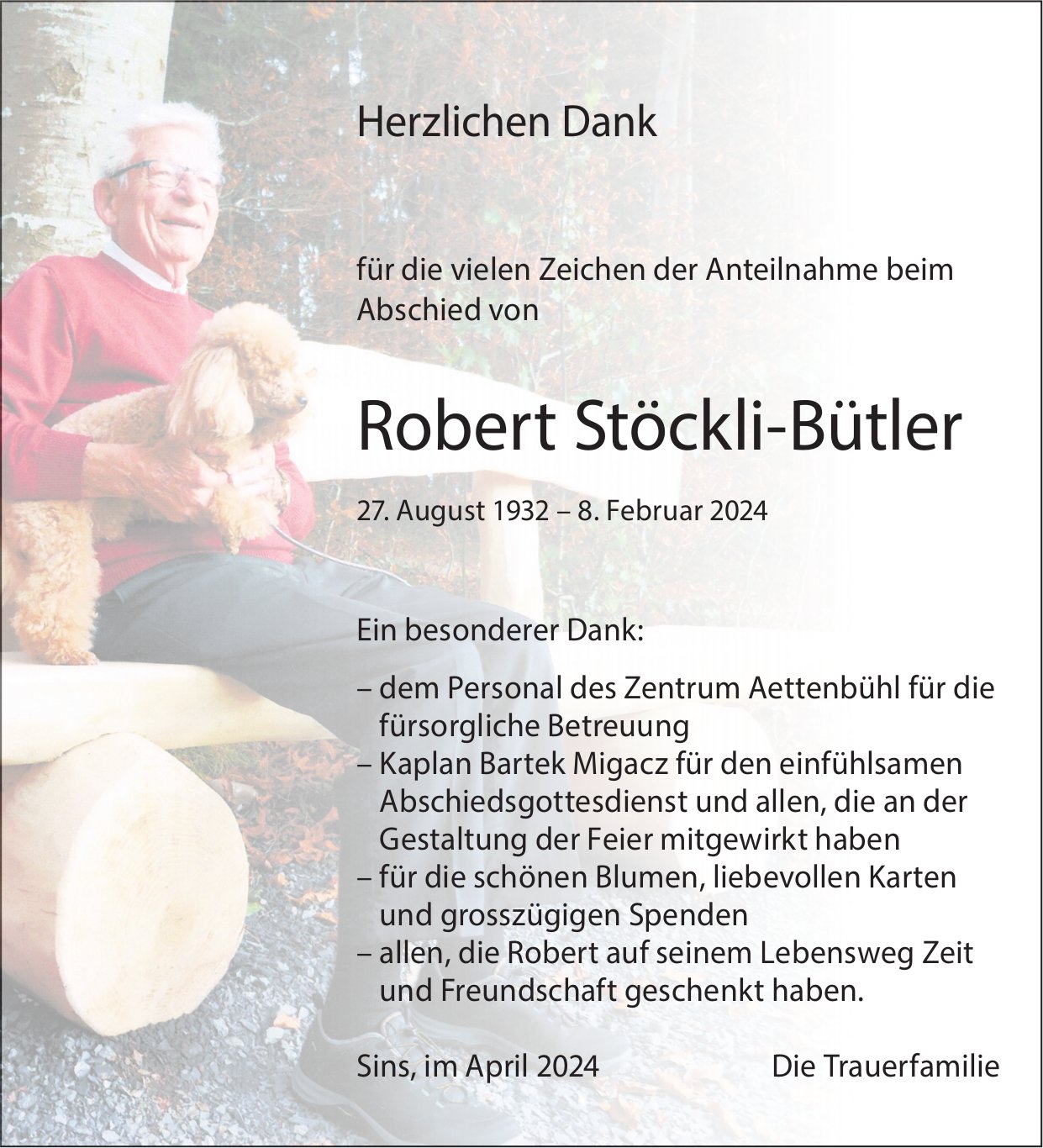 Stöckli-Bütler Robert, im April 2024 / DS