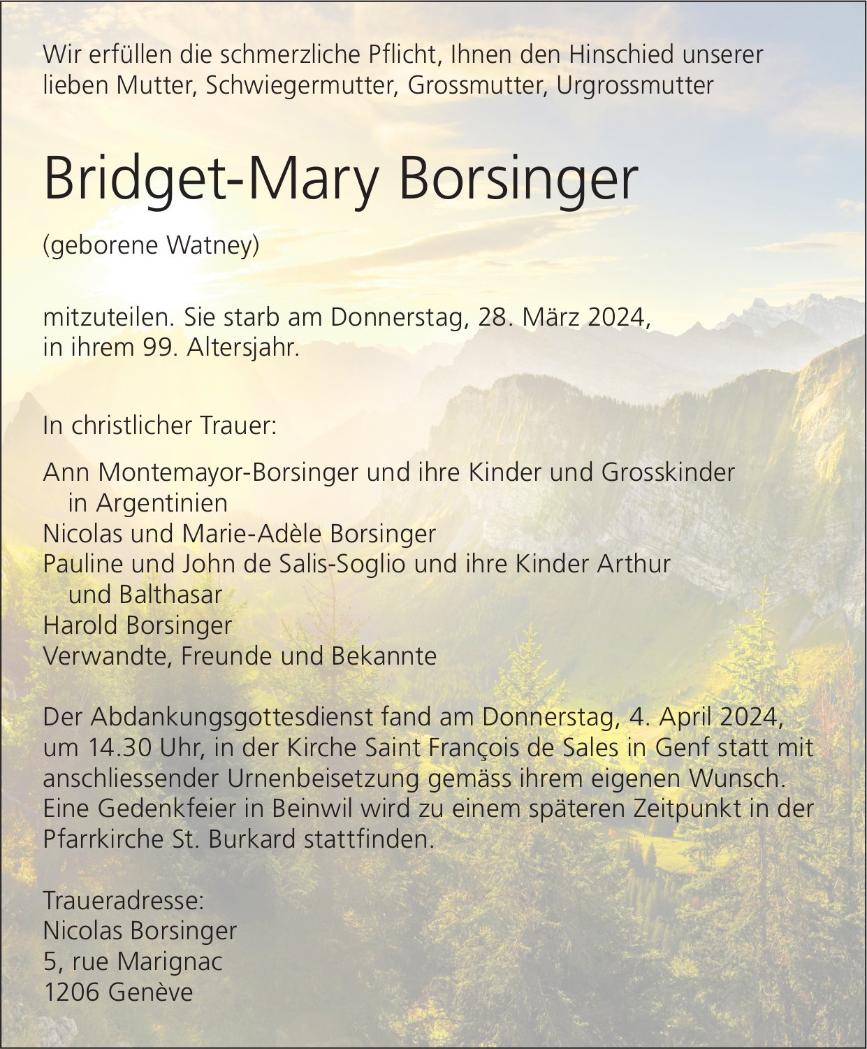Borsinger Bridget-Mary, März 2024 / TA