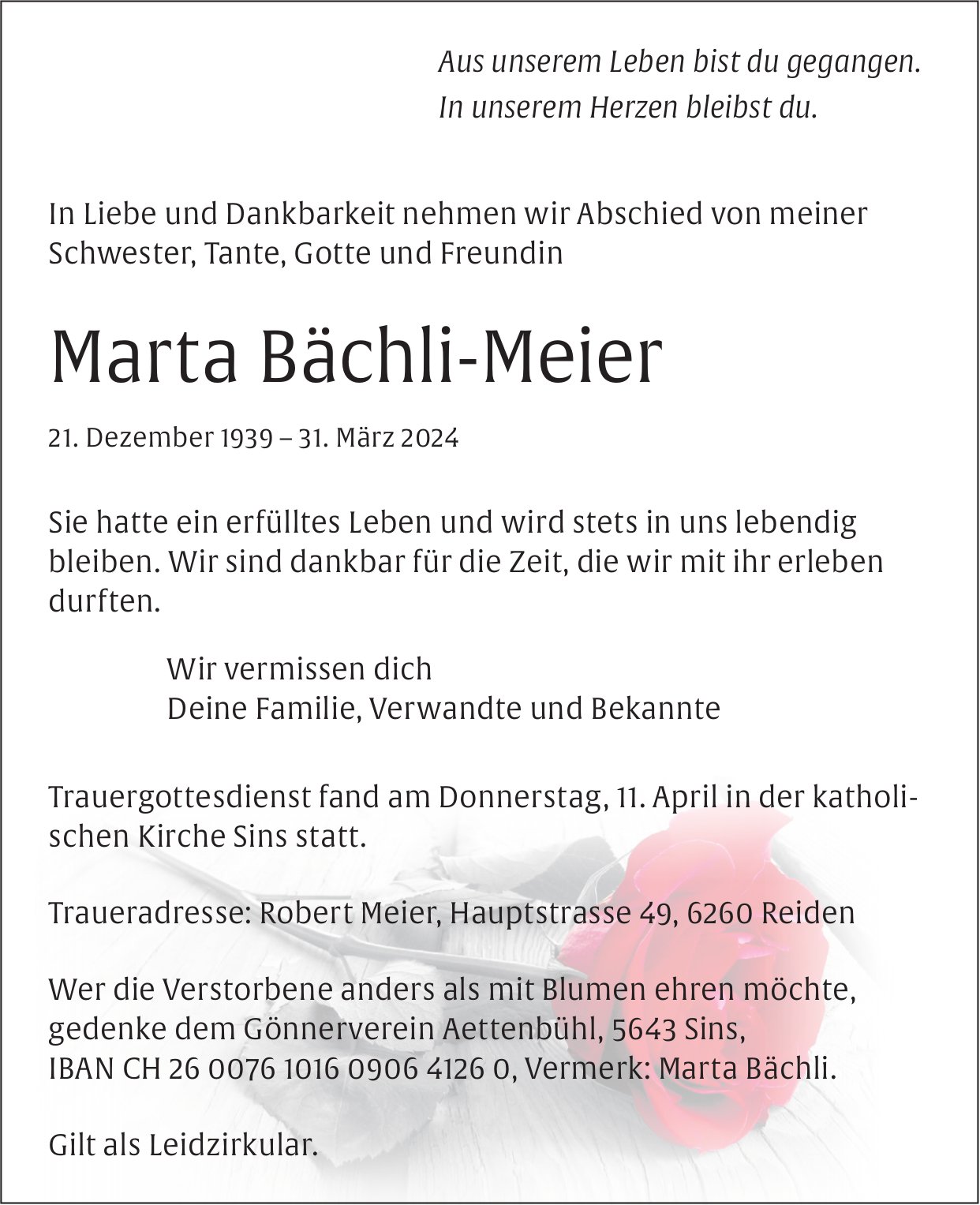 Bächli-Meier Marta, März 2024 / TA