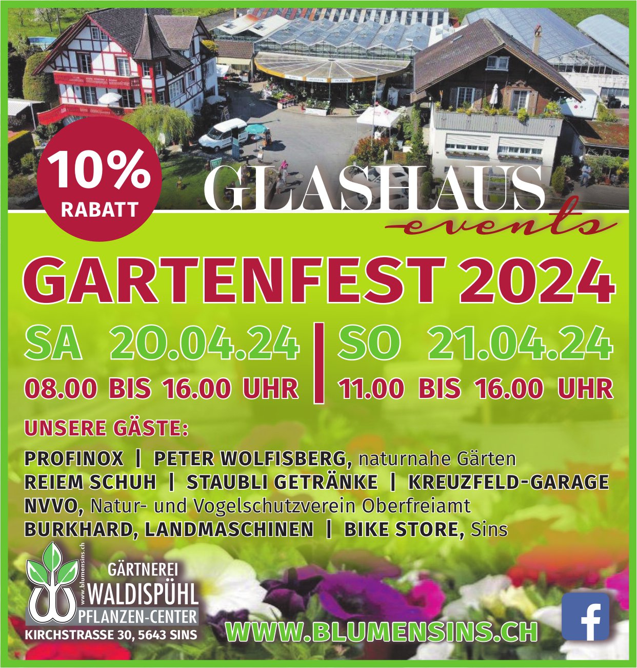 Gartenfest, 20. und 21. April, Gärtnerei Waldispühl, Sins