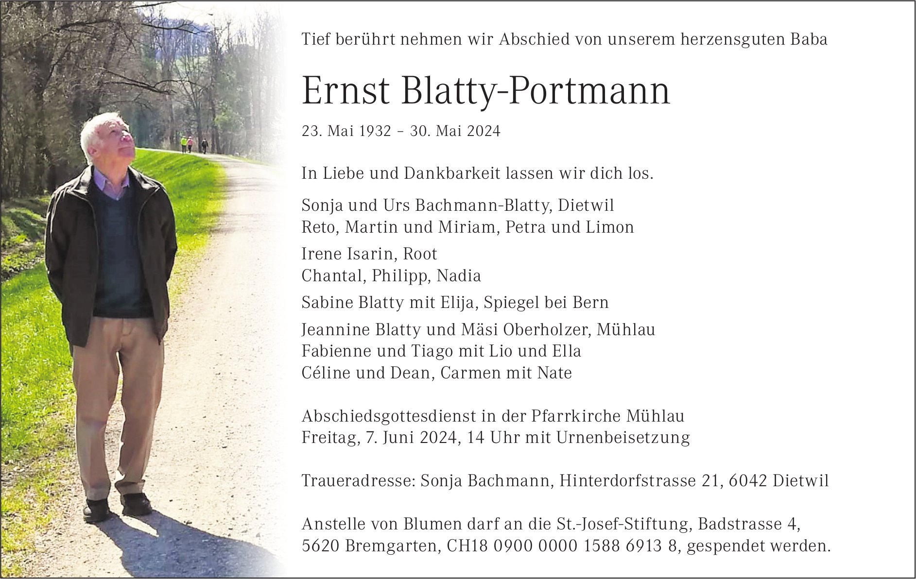Blatty-Portmann Ernst, Mai 2024 / TA