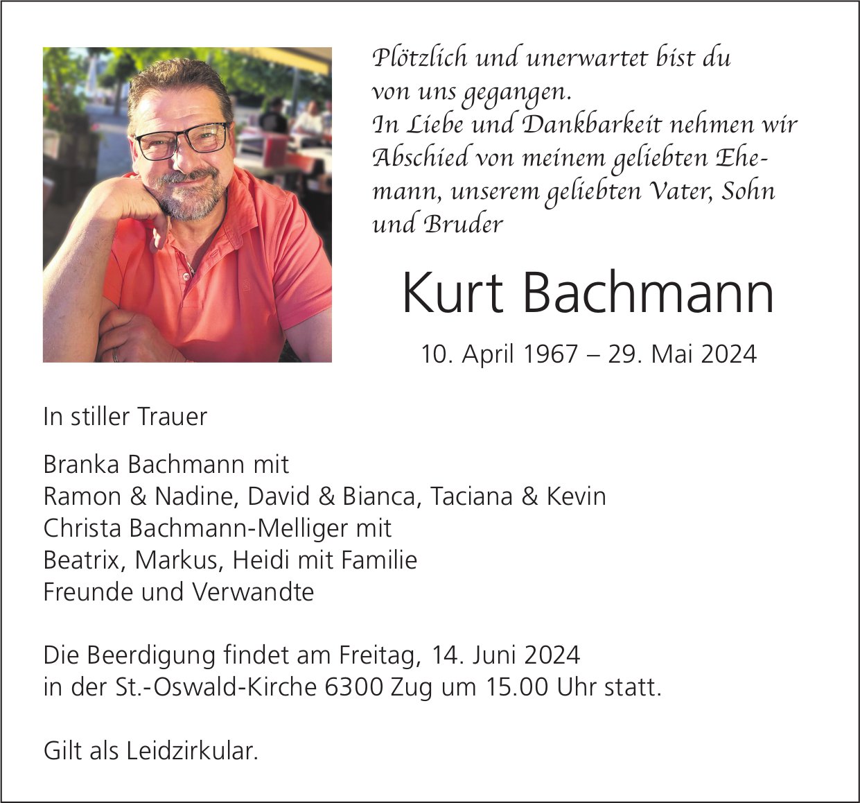Bachmann Kurt, Mai 2024 / TA