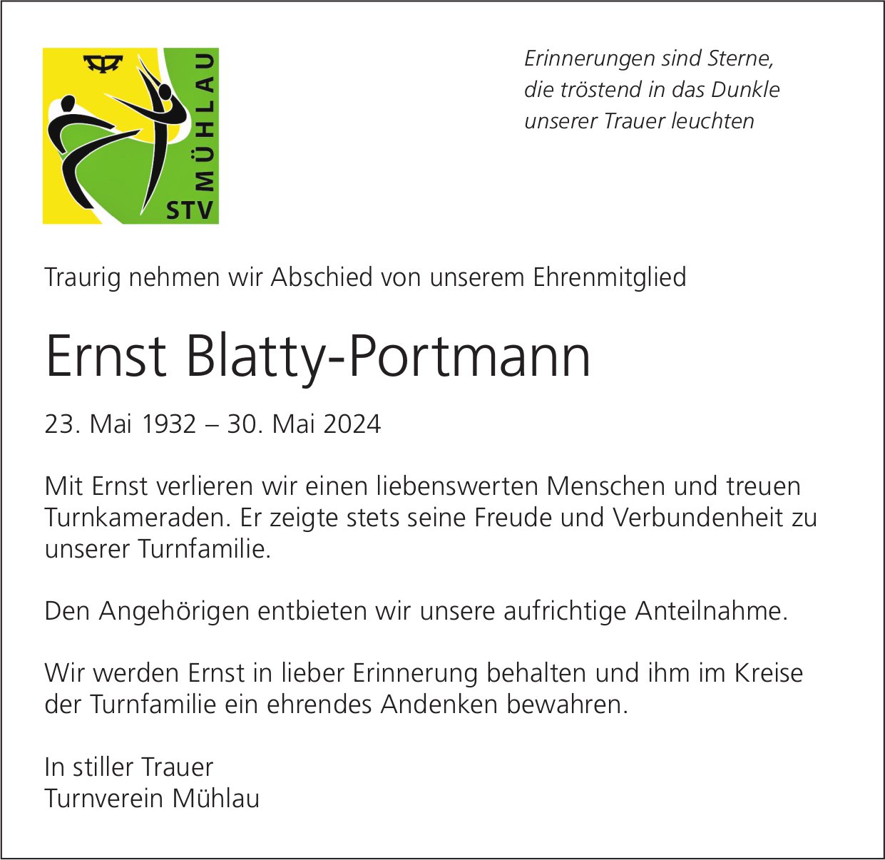 Blatty-Portmann Ernst, Mai 2024 / TA