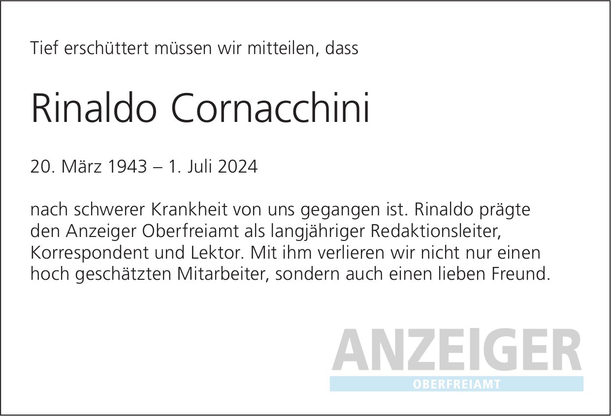 Cornacchini Rinaldo, Juli 2024 / TA