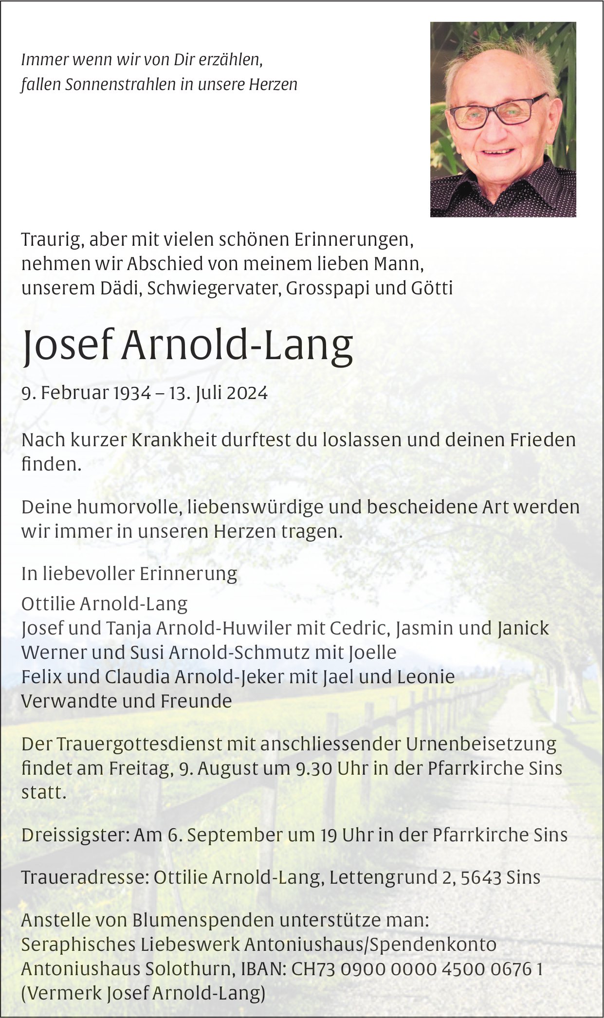 Arnold-Lang Josef, Juli 2024 / TA