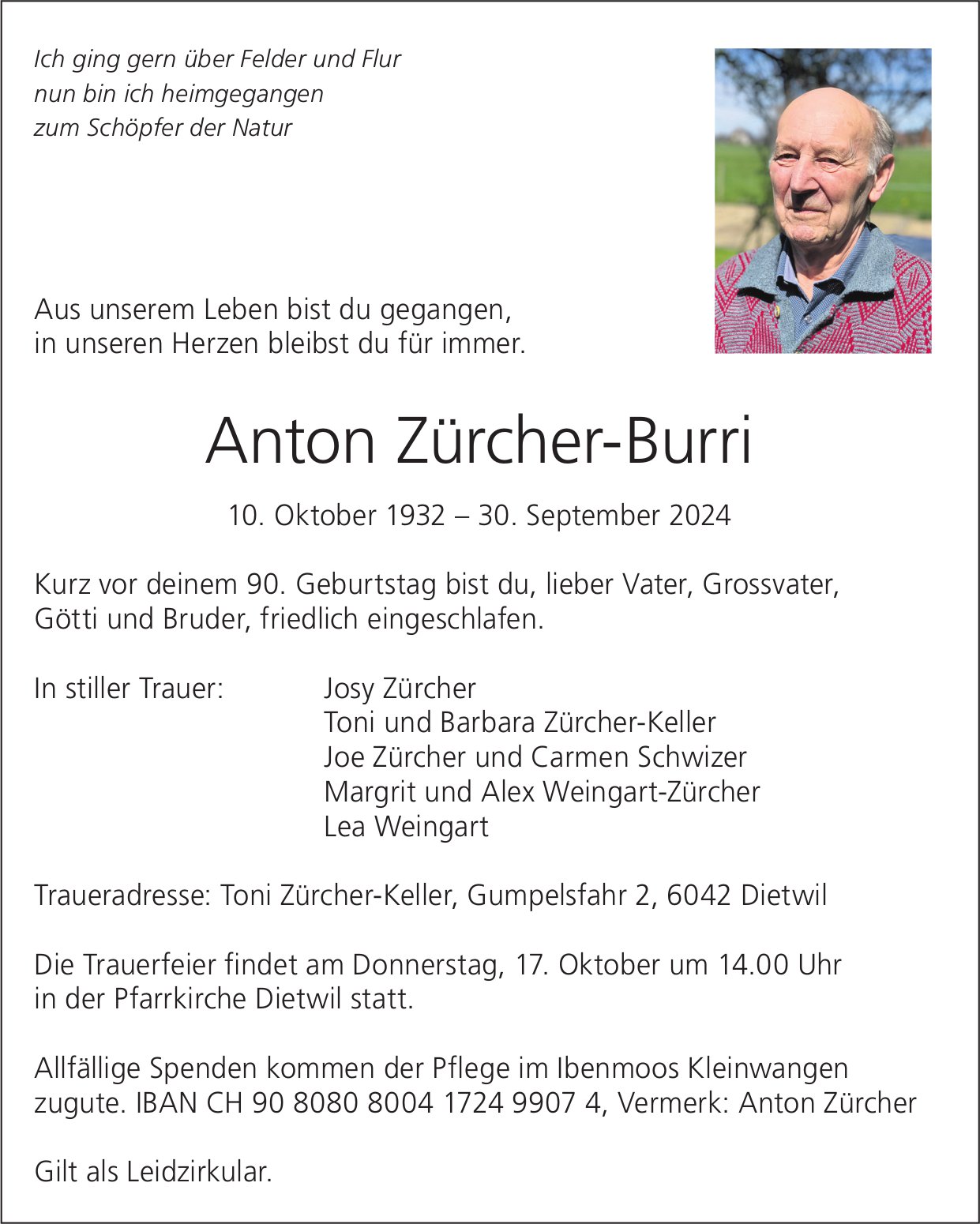 Zürcher-Burri Anton, September 2024 / TA