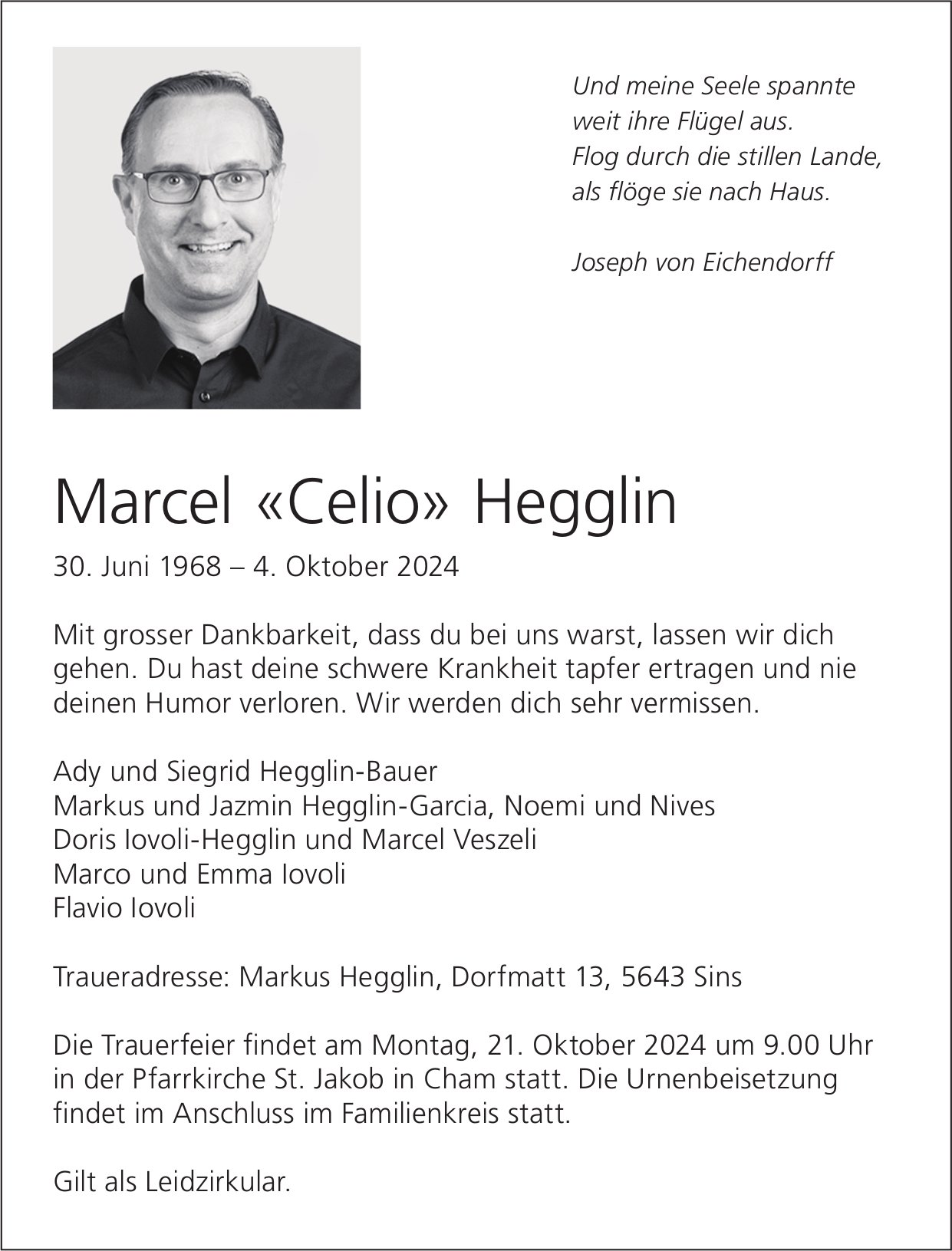 Hegglin Marcel «Celio», Oktober 2024 / TA