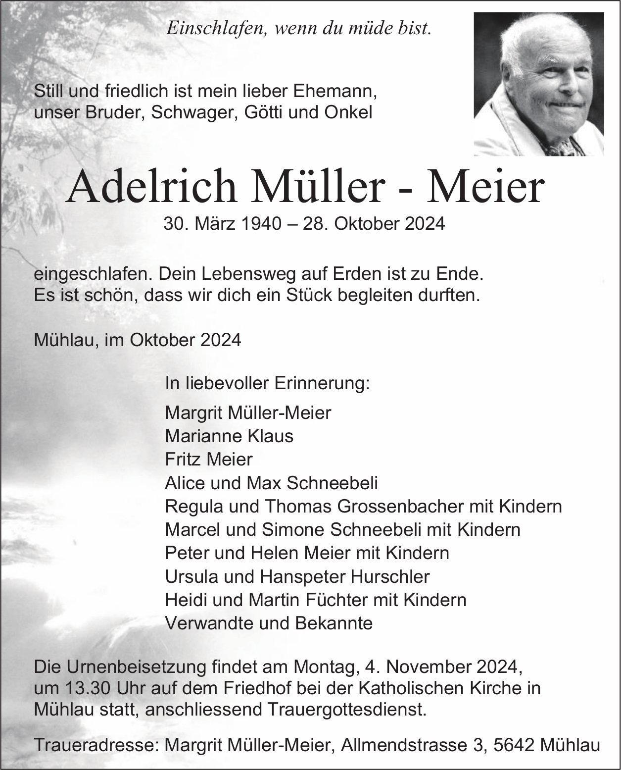 Müller-Meier Adelrich, Oktober 2024 / TA