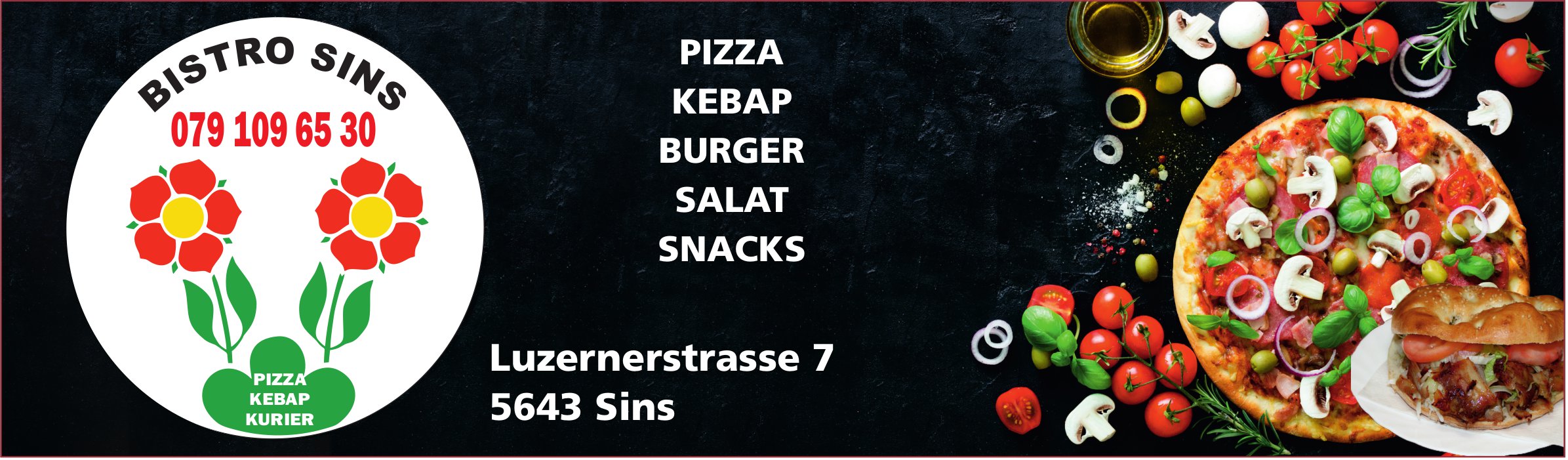 Bistro Sins, Pizza, Kebab,  Burger,  Salat,  Snacks